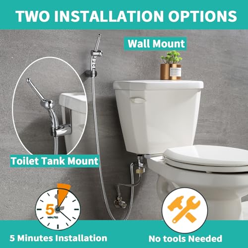 BARROCK Bidet Sprayer for Existing Toilet, Advanced Handheld Ergonomic Jet Spray Set with Precision Water Pressure Control for Muslim Shower/Feminine Hygiene/Pet Cleaning, Chrome - color: Chrome