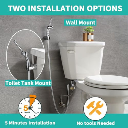 BARROCK Bidet Sprayer for Existing Toilet, Advanced Handheld Ergonomic Jet Spray Set with Precision Water Pressure Control for Muslim Shower/Feminine Hygiene/Pet Cleaning, Chrome - color: Chrome