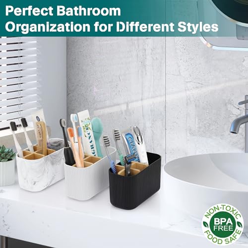 GFWARE Black Toothbrush Holder - Bamboo Toothbrush Holders for Bathrooms Electric Toothbrush Holder Organizer Kids Toothbrush Holders for Bathrooms Countertop - color: Black