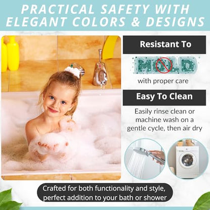 ENKOSI Non-Slip Bath & Shower Mat 40x16 Extra Long, Suction & Drain Holes | Fun aquarium print for kids; Durable PVC; 40x16 in, Aquarium Print - color: Aquarium Print