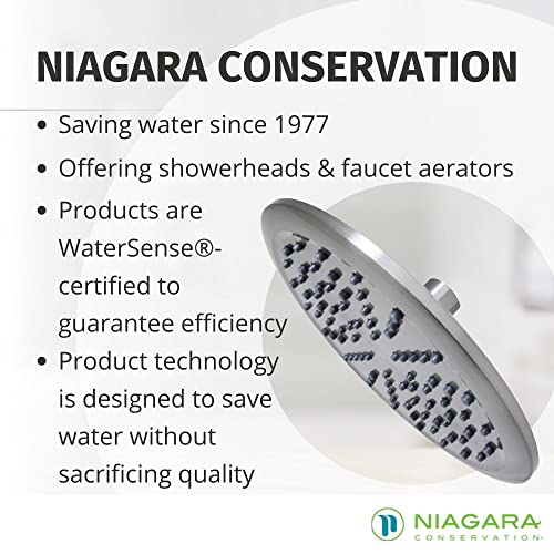 Niagara Conservation N9520BN Rainfall Spa 1-Spray with 2 GPM 8-in. Wall Mount Adjustable Fixed Shower Head in Brushed Nickel, 1-Pack | Bathroom Shower Head Sprayer with Pressure Compensation - color: Brushed Nickel, size: 2 GPM