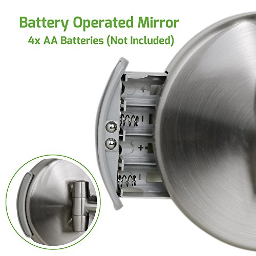 Ovente 9.5" Lighted Wall Mount Makeup Mirror, 1X & 10X Magnifier, Spinning Double Sided Round LED Dimmer Switch, Extend, Retractable & Folding Arm, Battery USB Powered Nickel Brushed MLW45BR1X10X - color: Nickel Brushed, size: 13.4"L x 3.4"W, style: 10X M