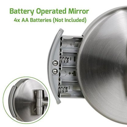 Ovente 9.5" Lighted Wall Mount Makeup Mirror, 1X & 10X Magnifier, Spinning Double Sided Round LED Dimmer Switch, Extend, Retractable & Folding Arm, Battery USB Powered Nickel Brushed MLW45BR1X10X - color: Nickel Brushed, size: 13.4"L x 3.4"W, style: 10X M