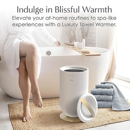 Pure Enrichment PureBliss Luxury Towel Warmer - Extra Large 20L Heats Towels, Robes, Blankets, or Clothing - Modern Bucket Design, 4 Heat Timer Settings & Auto Shut-Off (White & Brushed Gold) - color: White & Brushed Gold