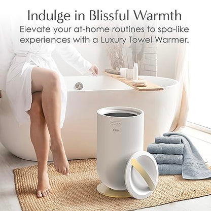 Pure Enrichment PureBliss Luxury Towel Warmer - Extra Large 20L Heats Towels, Robes, Blankets, or Clothing - Modern Bucket Design, 4 Heat Timer Settings & Auto Shut-Off (White & Brushed Gold) - color: White & Brushed Gold