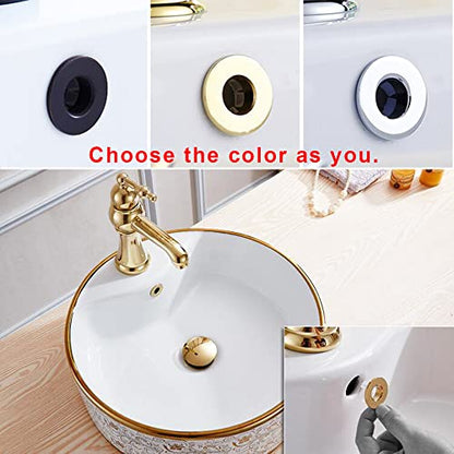 2Pcs Sink Overflow Cover, Sink Trim Overflow Ring, Round Caps Brass, Golden - color: Golden