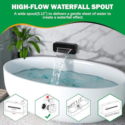 HOMEDEC 14x20inch and 6inch Shower Heads System with Bathtub Spout, 5 Way Diverter Valve, Handheld and 6 Body Jets Luxury Shower Set, Black - color: Black, style: 5-Way + 1x 6" Top + Spout