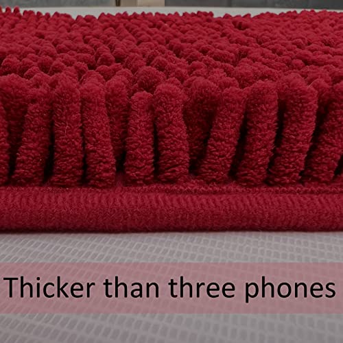 RUN HELIX Bathroom Rugs Sets 2 Piece, Luxury Shaggy Extra Thick Bathroom Rugs, Plush Non-Slip Mats for Bath Room Floor, Machine Wash, Ultra Absorbent, 32 x 20 + 24 x 16 Inches, Burgundy - color: Burgundy