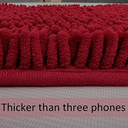 RUN HELIX Bathroom Rugs Sets 2 Piece, Luxury Shaggy Extra Thick Bathroom Rugs, Plush Non-Slip Mats for Bath Room Floor, Machine Wash, Ultra Absorbent, 32 x 20 + 24 x 16 Inches, Burgundy - color: Burgundy