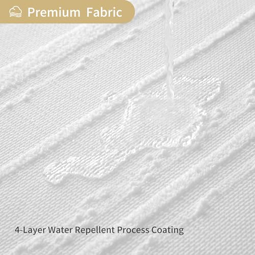 Extra Long White Shower Curtain Boho, 72 x 90 Cotton Blend Waffle Weave Stripe Textured Heavy Duty, Fabric Shower Curtain for Bathroom, Hotel, Washable - color: White, size: 72"W x 90"L (Pack of 1)