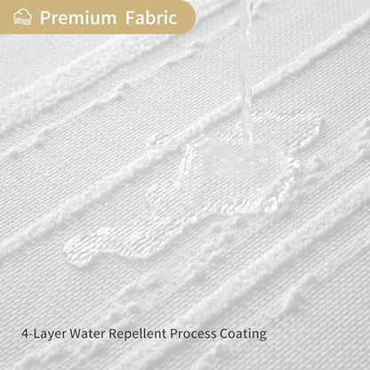 White Shower Curtain Boho, Textured Shower Curtain Cotton Blend Waffle Weave Stripe Fabric Shower Curtains for Bathroom, Hotel, Washable, 72 x 72 - color: White, size: 72"W x 72"L (Pack of 1)