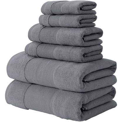 Modern Threads Air Cloud 6-Piece Towel Set - 100% Zero-Twist Cotton, 500 GSM, Quick Dry & Plush, Charcoal - color: Charcoal, size: 6 Pcs Towel Set
