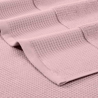Modern Threads Waffle-Rib 6-Piece Towel Set – Premium Cotton Bath Towels, Ultra-Absorbent & Soft, Elegant Waffle Texture for Bathroom & Spa, Petal - color: Petal