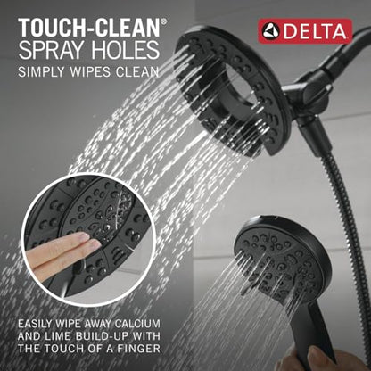Delta Albion 14 Series Matte Black Shower Faucet Set with In2ition 2-in-1 Dual Shower Head with HandHeld Spray Combo, Valve Trim Kit, Matte Black T142855-BL-I (Valve Not Included) - color: Matte Black