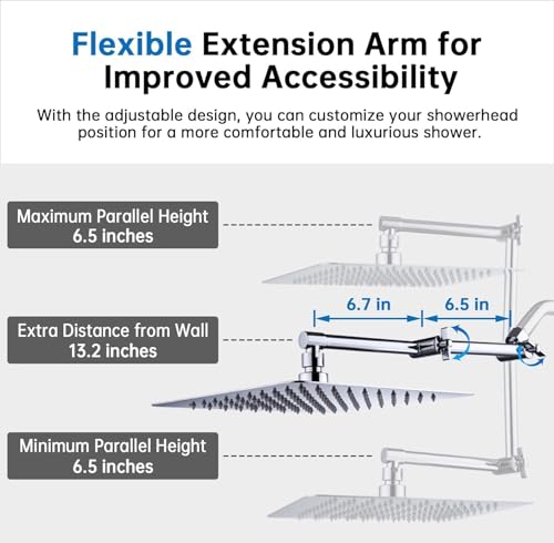 G-Promise All Metal 10 Inches Rainfall Shower Head with Handheld Combo | All Metal, Built to Last, Easy Install, Adjustable Height & Angle for All Heights, Extra Long Hose, Modern Upgrade - color: Chrome, size: 10 Inches