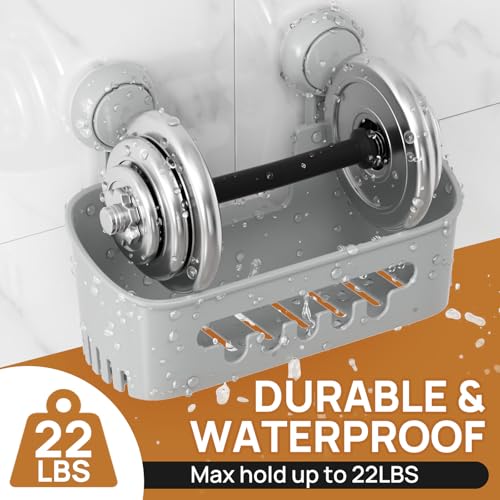 Shower Caddy Suction Cup Set Shower Organizer & Soap Holder, Grey | Toothbrush Holder, Bathroom Shelf Basket NO-Drilling, Removable Suction Storage, Waterproof Bathroom Caddy - color: 3 X Gray