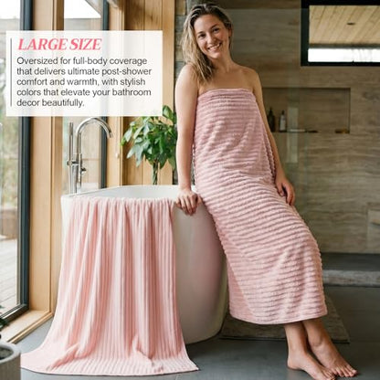 4 Pcs Extra Large Bath Towel 40x80'',Pink - color: Pink