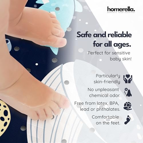 homerella Bathtub Mat Non Slip Kids 40x16 Baby Bath Mat Non Slip Anti Mold | 100% BPA Free, Non Toxic, Mildew Resistant, Machine Washable, Extra Long Kids Bath Mat for Tub Non Slip, Toddler Bath Mat - color: Deep Blue Ocean Friends, size: 40" x 16" (Recta