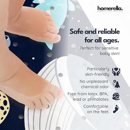 homerella Bathtub Mat Non Slip Kids 40x16 Baby Bath Mat Non Slip Anti Mold | 100% BPA Free, Non Toxic, Mildew Resistant, Machine Washable, Extra Long Kids Bath Mat for Tub Non Slip, Toddler Bath Mat - color: Deep Blue Ocean Friends, size: 40" x 16" (Recta