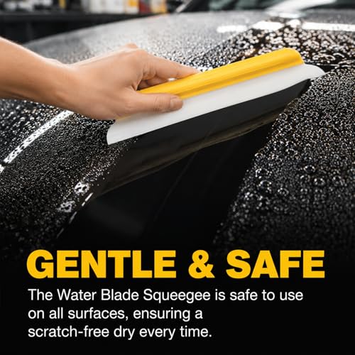1 Pack 14 Inch Car Drying Squeegee, Yellow Flexible Silicone Water Blade for Window Shower, Auto T-Bar Rubber Wiper for Windshield & Bathroom - size: 1 Pack