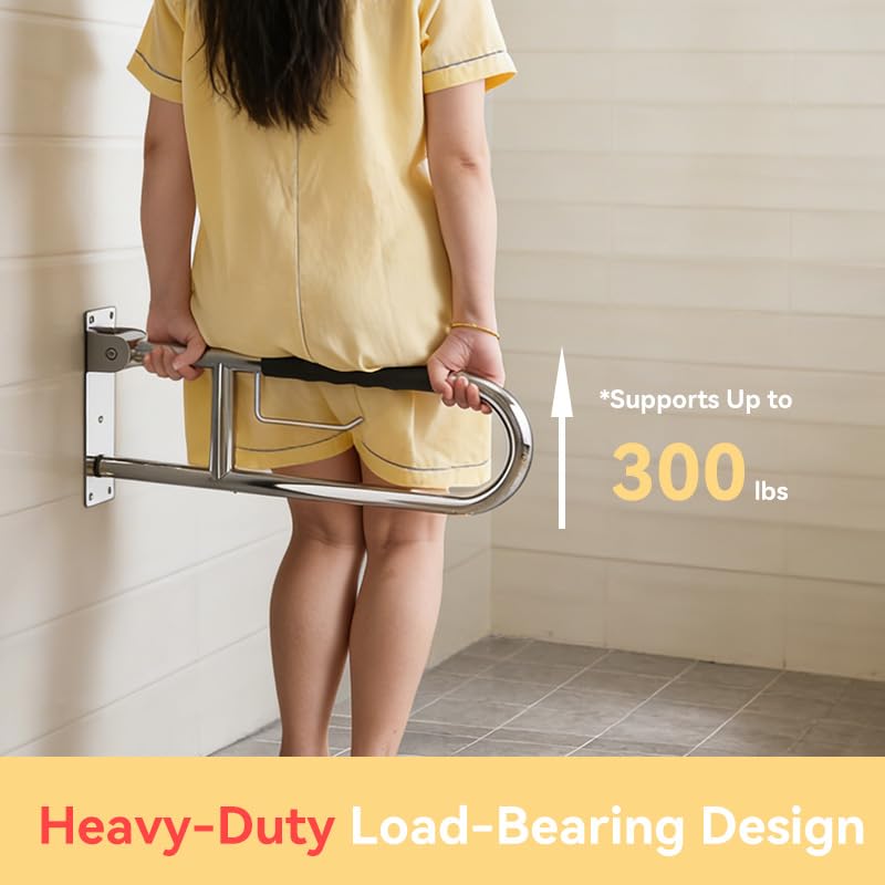 31.5 Inch Toilet Grab Bar, Brushed Nickel Flip-Up Bathroom Grab Bar with Paper Holder, Non-Slip Soft Silicone Grips Handicap Grab Bars, 304 Stainless Steel Handicap Grab Bars for Elderly, Disabled - color: Brushed Nickel