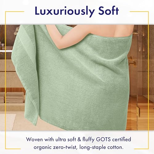 100% Organic Zero-Twist Cotton Towels - GOTS Certified Luxury Bath Towels - Ultra Soft & Plush 700GSM Long-Staple Cotton - 6 Piece Towel Set (Eucalyptus Green) - color: Eucalyptus, size: 6pc Towel Set