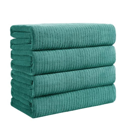 Bath Towels Set of 4 Extra Large 35 x 70 Inches,Luxury Thick High Absorbent and Quick Dry Bath Sheet,Ultra Soft Microfiber,Bathroom,Beach,Yoga,Sport,SPA,Fitness (Teal Green) - color: Teal Green, style: 4 Piece Bath Towels