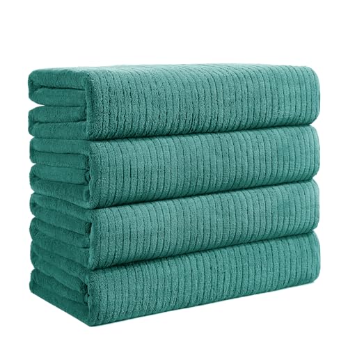 Bath Towels Set of 4 Extra Large 35 x 70 Inches,Luxury Thick High Absorbent and Quick Dry Bath Sheet,Ultra Soft Microfiber,Bathroom,Beach,Yoga,Sport,SPA,Fitness (Teal Green) - color: Teal Green, style: 4 Piece Bath Towels