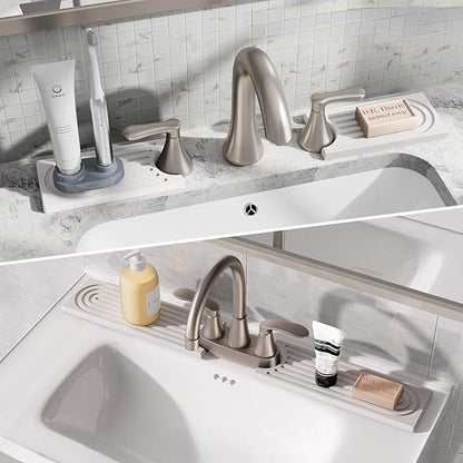 Diatomite Sink Splash Guard – Super Absorbent Kitchen & Bath Mat, Quick-Dry Non-Slip Drying Tray, Fits Most Faucets, Pet Bowl Mat, Vase Holder (White, 23.6'' x 4'') - color: White-C