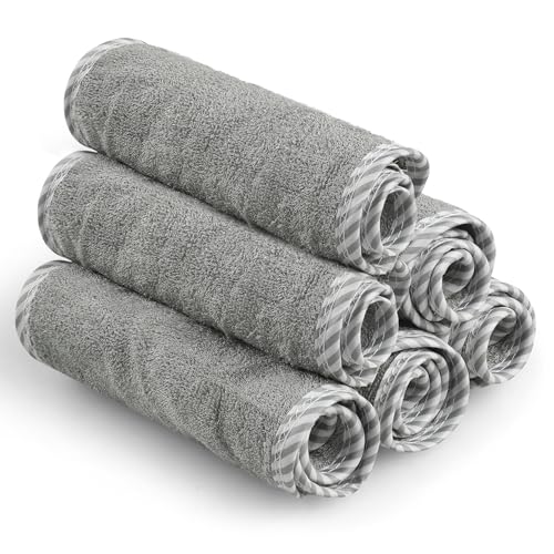 San Francisco Baby Washcloths for Newborn – Rayon from Bamboo Washcloths, Baby Wash Cloths Soft, Wash Cloths for Babies, Baby Wash Cloth – 6 Pieces, Gray - color: Grey