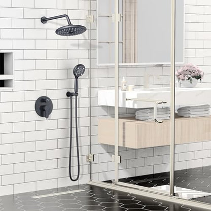 SR SUN RISE Shower Faucet - 10 Inch Multifunctional High Pressure Shower Head System with Handheld Shower Head Fixtures - Valve Included - Matte Black - color: Matte Black, size: 10 Inch