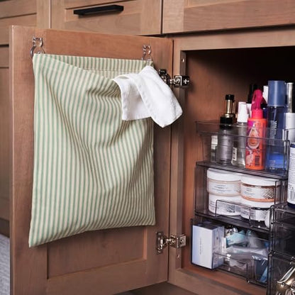 Reusable Dirty Rag Storage Linen Bag,Green and White,Classic - color: Green and White, style: Classic