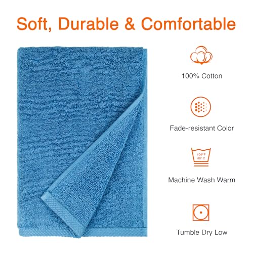 Amazon Basics 2-Piece Quick-Dry Oversize Bath Towel, 100% Cotton, 54" x 30", Lake Blue - color: Lake Blue, size: 2 Piece, style: Bath Towel (Pack of 2)