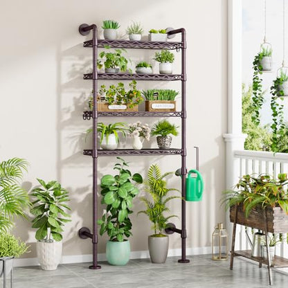 K3 Wall Mounted 4-Tier Over the Toilet Storage，Metal Above Toilet Storage with Paper Hook,Over Toilet Bathroom Organizer with Adjustable Shelf，Above Toilet Rack 9.7"Dx 25.6"Wx 74.3"H,Espresso