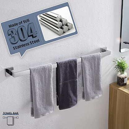 KOKOSIRI 32-Inch Single Towel Bar, Bathroom Kitchen Towel Holder, Wall Mounted SUS304 Stainless Steel Towel Rack, Polished Chrome, B4003CH-L32 - color: Polished Chrome, size: 32-Inch