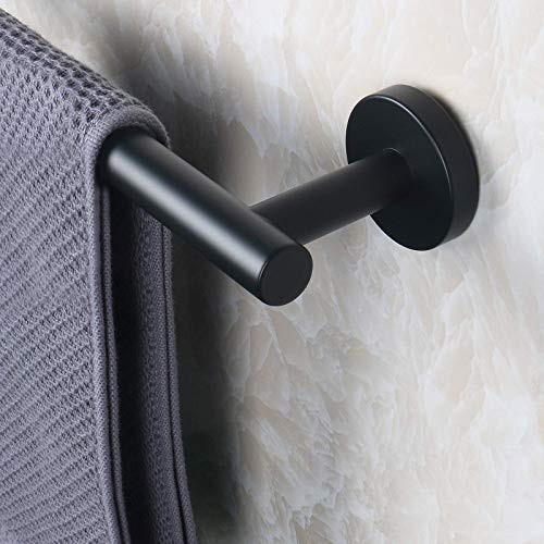 NearMoon Bath Towel Bar, Thicken Stainless Steel Shower Towel Rack Holder Wall Mounted for Bathroom, 12-lnch Overall Length-10-lnch Usable Hanging Space (1 Pack, Matte Black) - color: Matte Black, size: 12 Inch