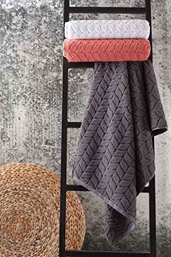 BAGNO MILANO Certified Organic Turkish Cotton Bath Towels, Luxury Jacquard Absorbent, Ultra Soft-Plush Organic Towel Set (Charcoal, Towel Set of 6) - color: Charcoal