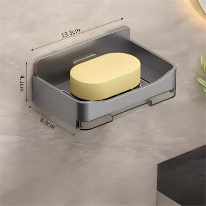 Wall Mounted Soap Holder for Shower, No Drilling Soap Dish with Hooks, Self-Draining Bar Soap Holder Keeps Dry, Removable Shower Soap Holder for Bathroom, Bathtub, Kitchen,Adhesive Included