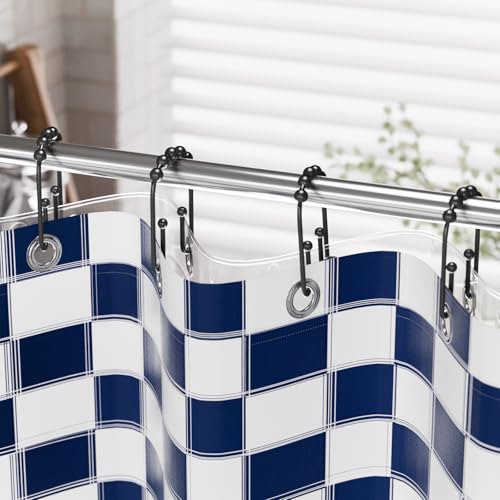 AmazerBath Shower Curtain Hooks Rings, Metal Shower Curtain Rings, Black Shower Curtain Hooks Rust Proof Double Hook Shower Hooks for Shower Curtain and Liner, Shower Rod Hooks Bathroom 12Pcs - color: Matte Black, style: Modern