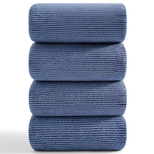 4 Piece Bath Towel Set 35"x70"Oversized Bath Towel for Bathroom Ultra Soft Fluffy Extra Large Bath Sheet Luxury Premium Bathroom Towel Highly Absorbent Quick Dry Shower Towel for Hotel Spa,Navy Blue - color: Navy Blue, size: 4 Piece Bath Sheet (35 x 70 in
