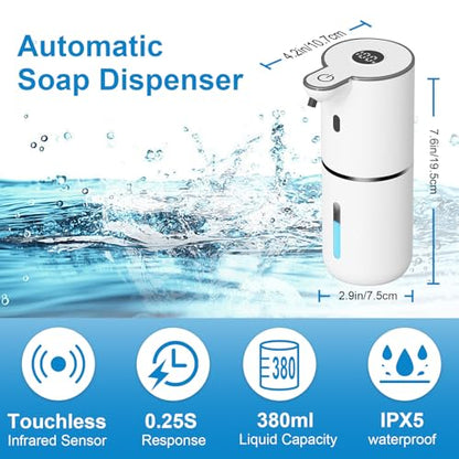 OHIFAST 2 Pack Automatic Liquid Soap Dispenser Touchless, USB Rechargeable Smart Hand Soap Dispenser, 6-Level Adjustable, 12.8oz/380mL Wall Mount for Bathroom Kitchen Dish Soap-White - color: 2 Pack- White, style: Liquid