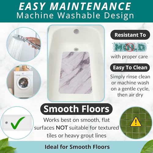 ENKOSI Non Slip Bath Mat for Tub and Shower Floors – Anti Slip Shower Mat with Strong Grip – Soft, Safe, and Unique Marble Print Bathroom Shower Mat for Inside Bathtub and Stalls (28x16 Marble Gray) - color: Marble Gray