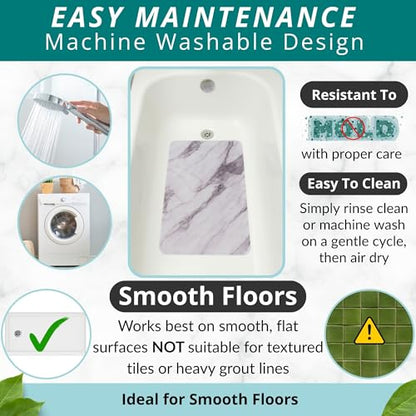 ENKOSI Non Slip Bath Mat for Tub and Shower Floors – Anti Slip Shower Mat with Strong Grip – Soft, Safe, and Unique Marble Print Bathroom Shower Mat for Inside Bathtub and Stalls (28x16 Marble Gray) - color: Marble Gray