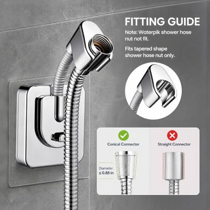 Adhesive Handheld Shower Head Holder - 360 Swivel Adjustable - Wall Mount Shower Wand Holder - (Chrome Finish)