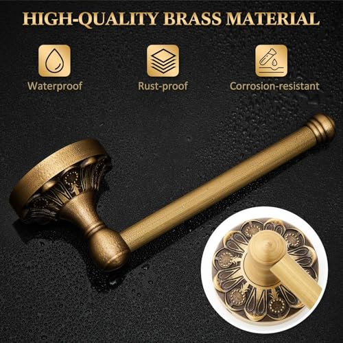2 Pieces Set Antique Brass Toilet Paper Holder Retro Brass Hand Towel Ring Tissue Roll Paper Hanger Bathroom Hardware Wall Mounted Vintage Bathroom Accessories (Semi Circular) - style: Semi Circular