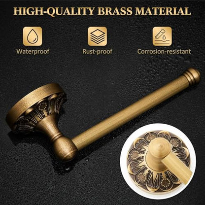 2 Pieces Set Antique Brass Toilet Paper Holder Retro Brass Hand Towel Ring Tissue Roll Paper Hanger Bathroom Hardware Wall Mounted Vintage Bathroom Accessories (Semi Circular) - style: Semi Circular