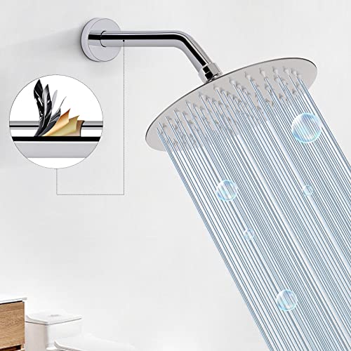Shower Arm with Flange and Teflon Tape, Wall Mounted Shower Pipe 304 Stainless Steel Extension Arm for Fixed Shower Head & Handheld (8 Inch, Chrome) - color: Chrome, style: 8 Inch