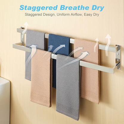 Alise Double Towel Bar, 32" Double Towel Racks for Bathroom,Polished Chrome | Bathroom Towel Rack Wall Mounted, 3.54" Wide Faster Drying, Ladder Design, SUS304 Stainless Steel - color: Polished Chrome, size: 32-inch