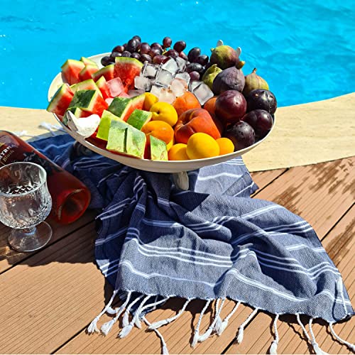 Cacala 100% Turkish Cotton Kitchen Tea Towels, Highly Absorbent Luxury Soft Quick Drying Dish Towel with Hanging Loop for Gym, Yoga, Bath, Sports, Cleaning and Kitchen (23 x 36), Dark Blue - color: Dark Blue