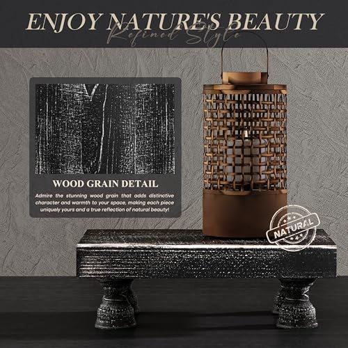 EOSAHR Wood Riser & Display Stand for Kitchen Counter, Black | Pine Wood, 8.5" Farmhouse Riser, Sponge Holder, Plant Display Stand, Bathroom Vanity Organizer, Kitchen Sink Accent - color: D-Pine Wood-BLack